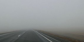На трассе Оренбург — Орск сильный туман