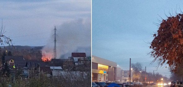 Пожар в поселке и дым в городе