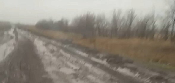 Дорога Яшкино-Свердловский. Стоп-кадр из видео очевидцев 