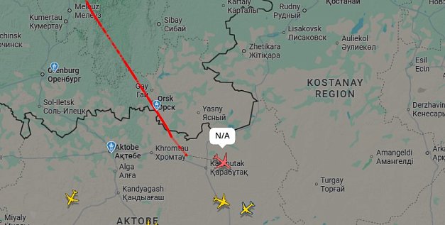 Маршрут самолета на мониторинге Flightradar24