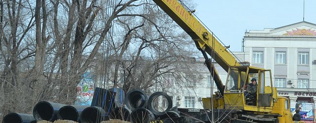 Строительство водовода в Орске, 21.03.2015