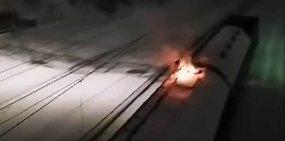 Стоп-кадр с видео в момент, когда парень загорелся