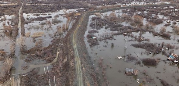 Орск с высоты птичьего полета во время наводнения 2024 года