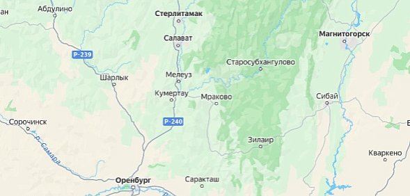 Расстояние от Оренбурга до Салавата. Источник: Яндекс.карты
