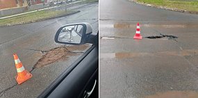 Поставили конус и назвали охранным мероприятием: Жители Оренбурга жалуются на ямы на улице Есимова