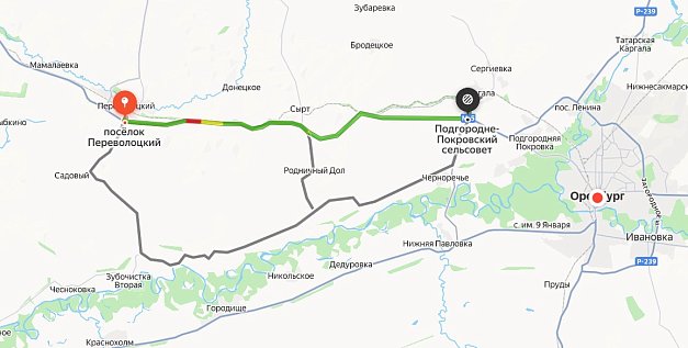 Ранее перекрытый участок на Яндекс-карте