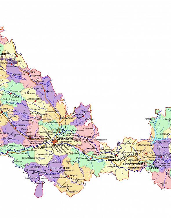 Карта оренбургской области с городами и реками. Карта Оренбургской области с населенными пунктами. Карта Оренбургской области по районам. Границы Оренбургской области. Географическая карта Оренбургской области подробная.