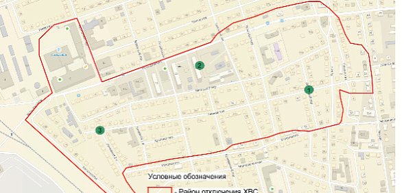 Район, в котором будет отсутствовать холодное водоснабжение. Источник Росводоканал-Оренбург