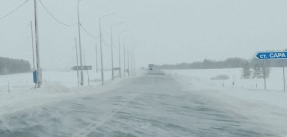 На трассе Оренбург – Орск сегодня метет, погода ухудшается