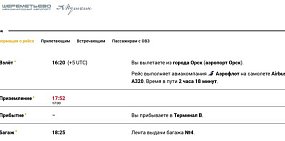Информация о рейсе. Источник: Аэропорт Шереметьево 