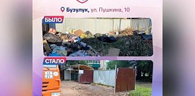 Контейнерные площадки до и после вывоза мусора. Источник: Правительство Оренбургской области
