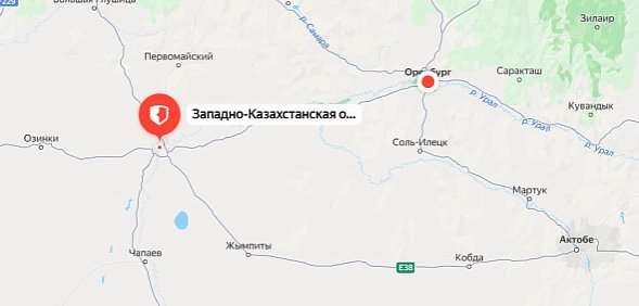 Западно-Казахстанская область Казахстана. Источник: Яндекс.карты