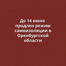 До 14 июня продлен режим самоизоляции в Оренбургской области