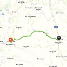 Трасса Бугуруслан – Абдулино на Яндекс.Картах 