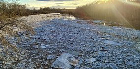 Уровень воды в реке Сакмара в районе Татарской Каргалы вчера резко поднялся, а сегодня также резко упал