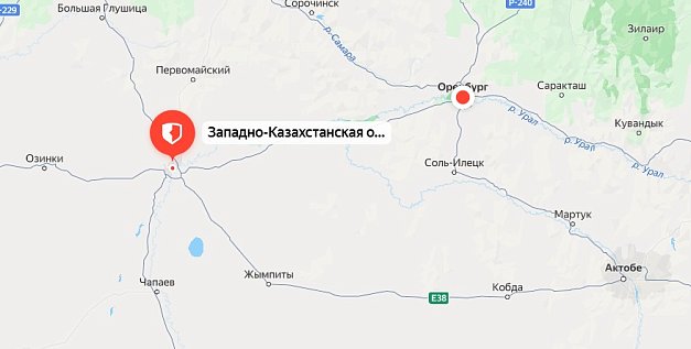 Западно-Казахстанская область Казахстана. Источник: Яндекс.карты