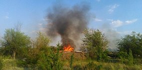 В Орске в районе Зеленхоза горят сухие ветки