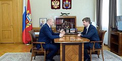 Альберт Юмадилов на приеме у врио губернатора. Источник: ТГ-канал Евгения Солнцева