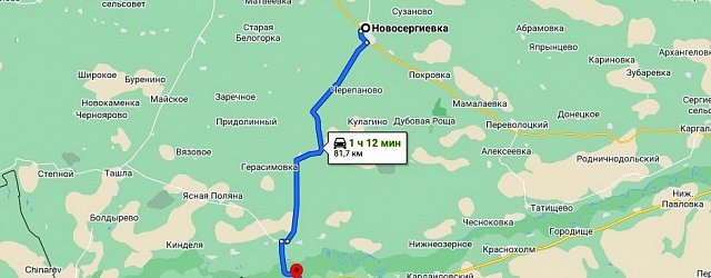 Трасса Новосергиевка – Илек на карте Google