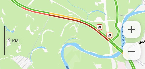 На въезде в Оренбург длинная пробка из-за двух аварий