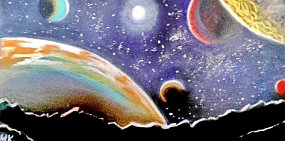 Работы с выставки «Космос глазами наивных художников»