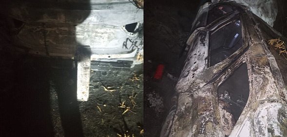 Сгоревший автомобиль. Фото: УМВД России по Оренбургской области 