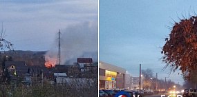 Пожар в поселке и дым в городе