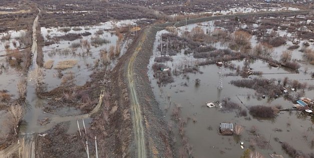 Орск с высоты птичьего полета во время наводнения 2024 года