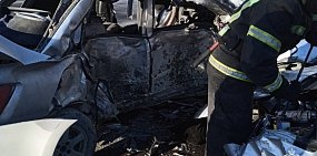 На месте аварии. Фото МЧС по Оренбургской области