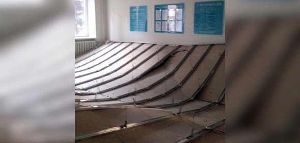 В областном противотуберкулезном диспансере ночью обрушился потолок (видео)